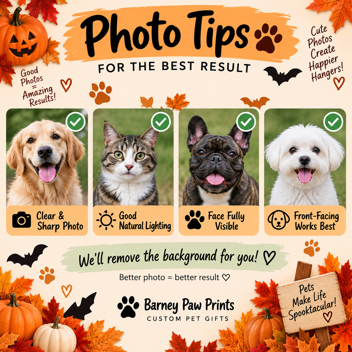 Custom Halloween Fall Cat Pet Car Air Freshener – Personalized Pet Photo