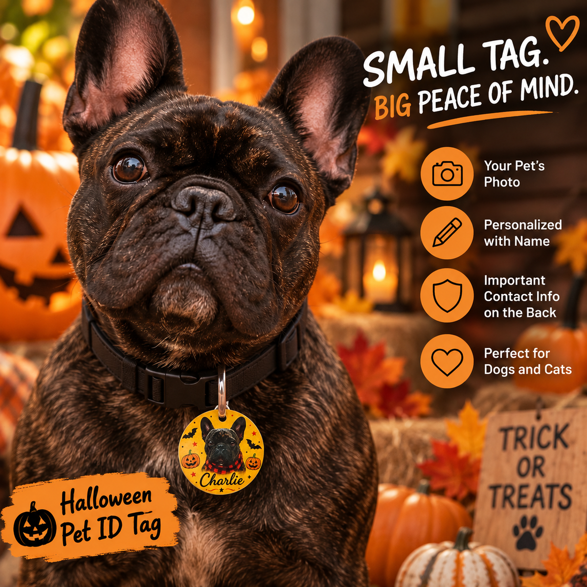 Halloween Pet ID Tag with Photo | Custom Dog & Cat Tag