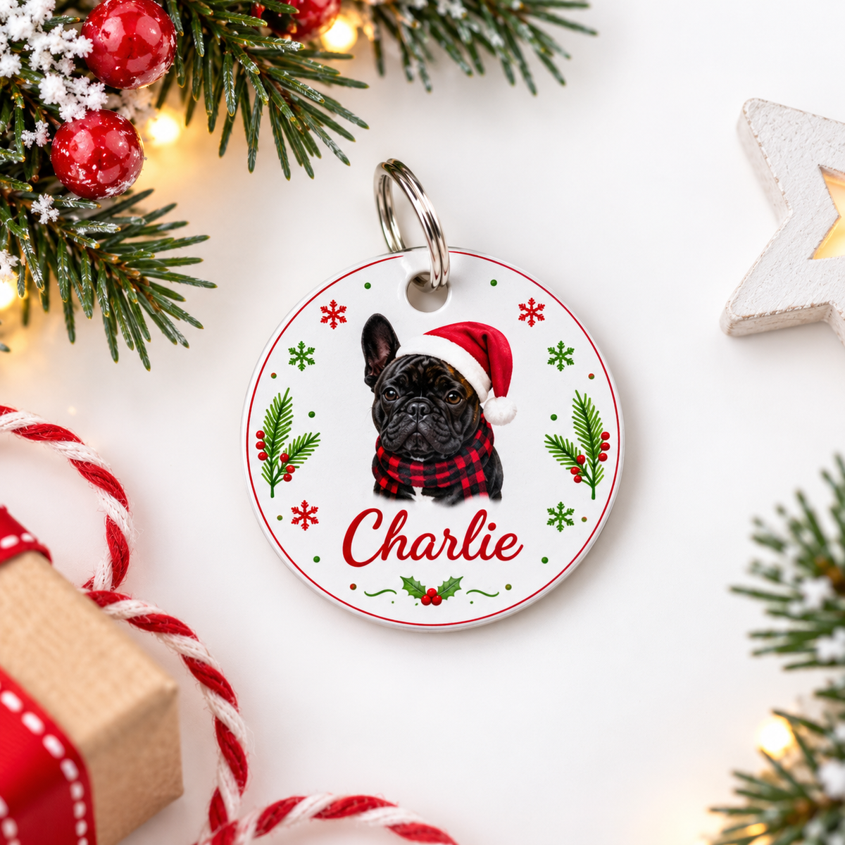 Christmas Pet ID Tag with Photo | Custom Dog & Cat Tag