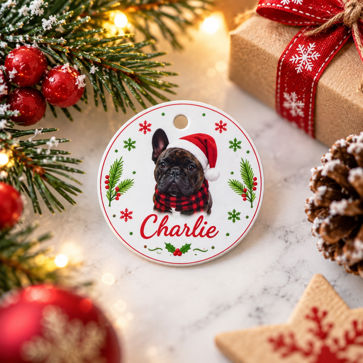 Christmas Pet ID Tag with Photo | Custom Dog & Cat Tag