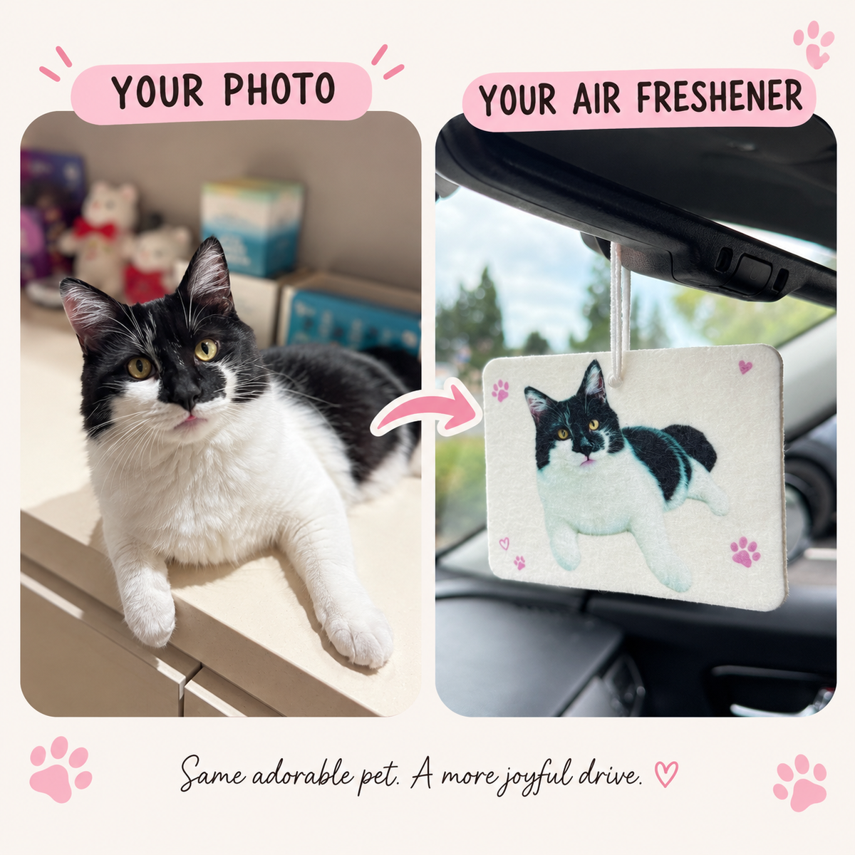 Custom Pet Photo Car Air Freshener – Horizontal