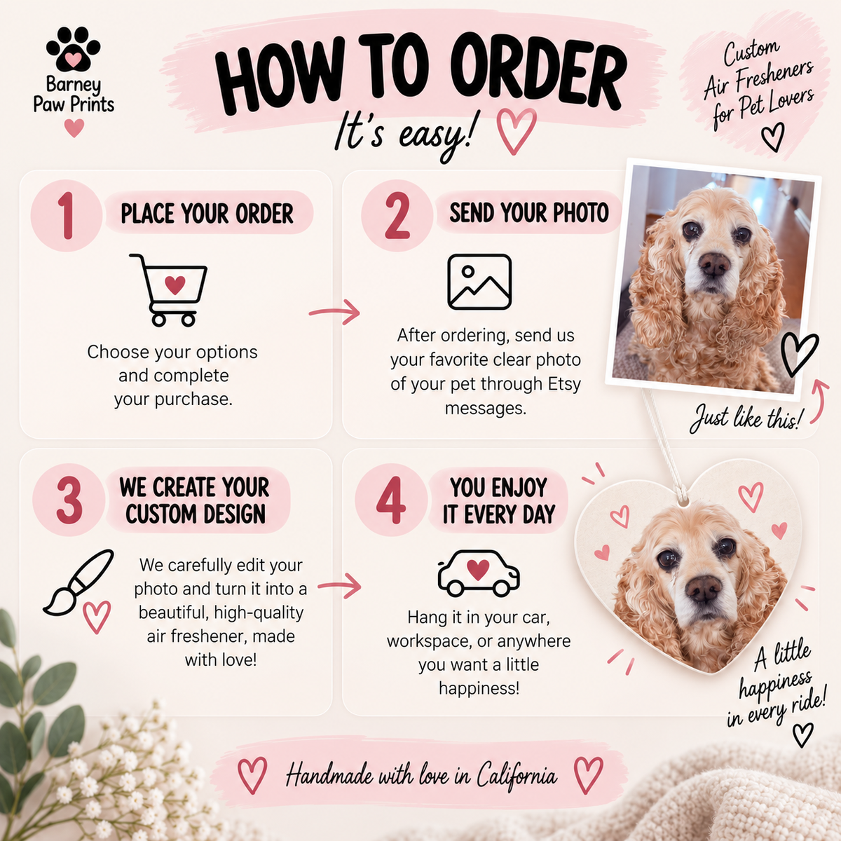 Custom Pet Photo Car Air Freshener – Heart