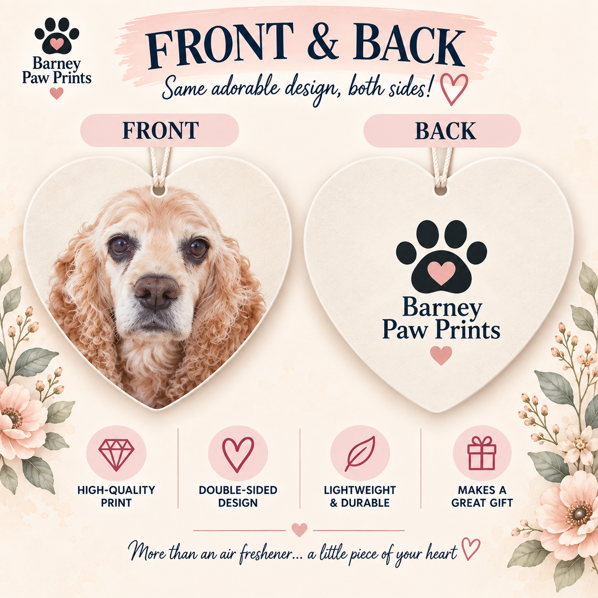 Custom Pet Photo Car Air Freshener – Heart
