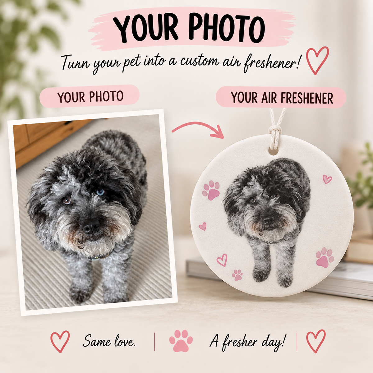 Custom Pet Photo Car Air Freshener – Round