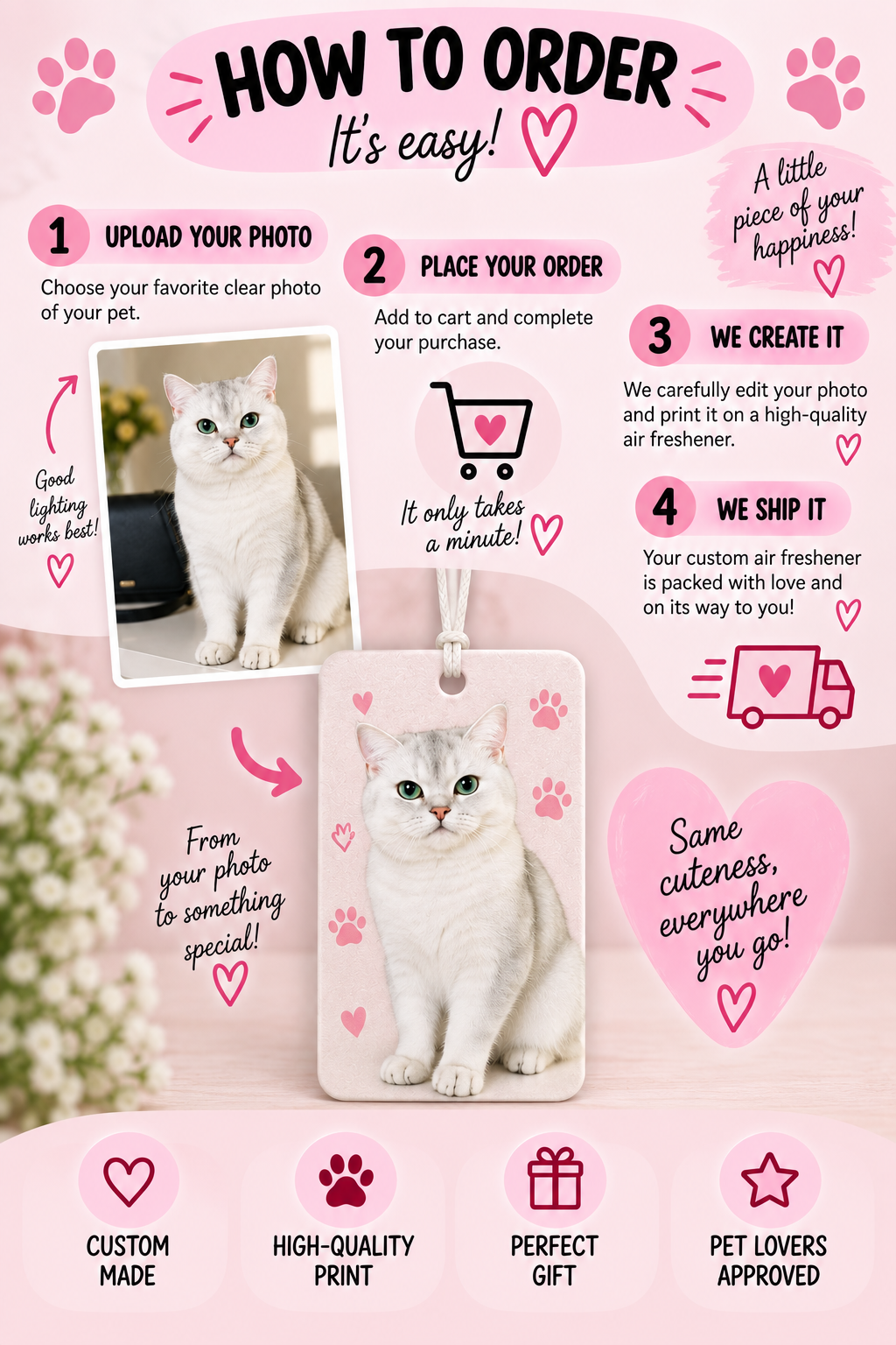 Custom Pet Photo Car Air Freshener – Vertical