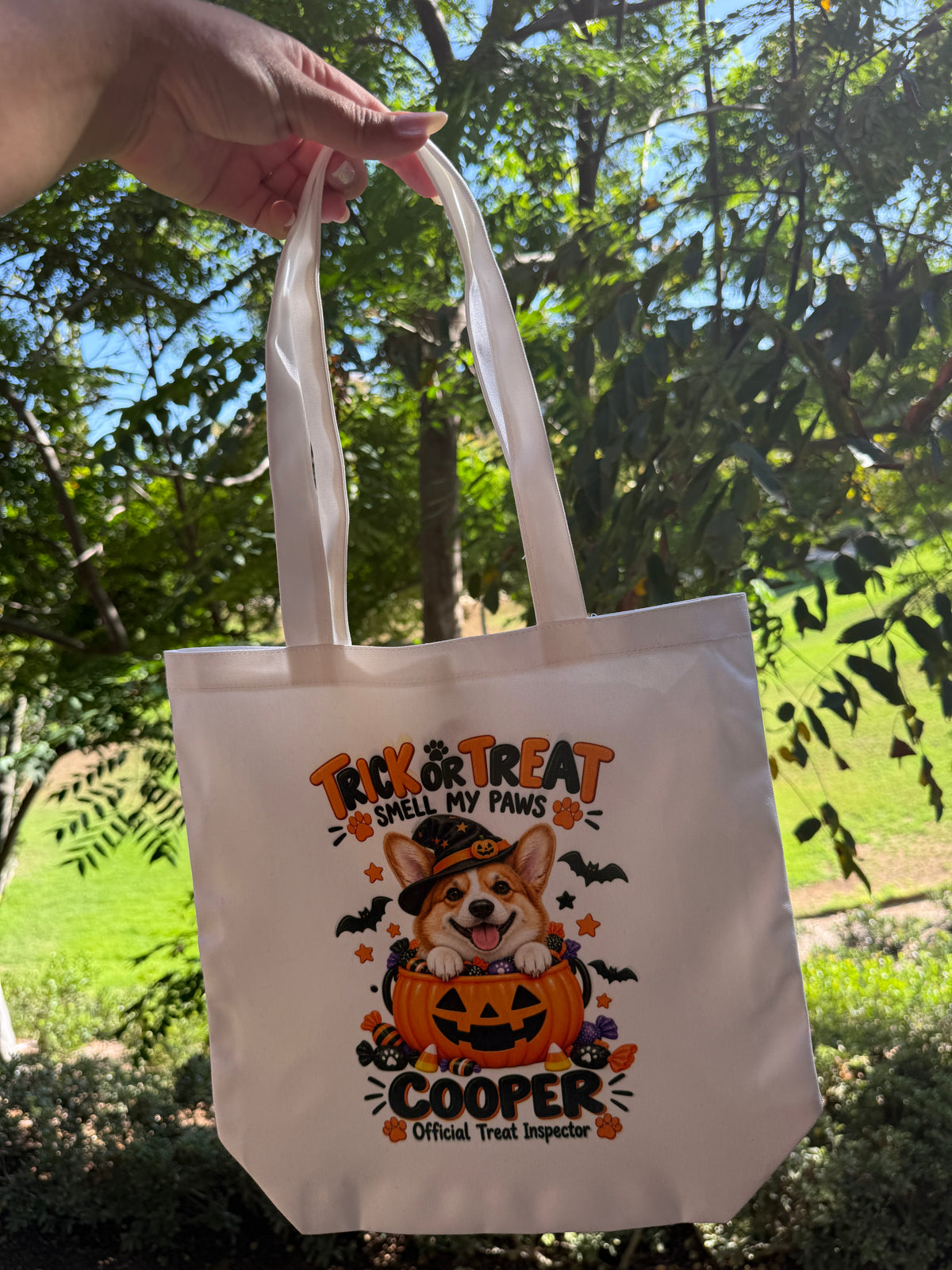 Personalized Halloween Pet Tote Bag | Custom Dog or Cat Trick or Treat Bag