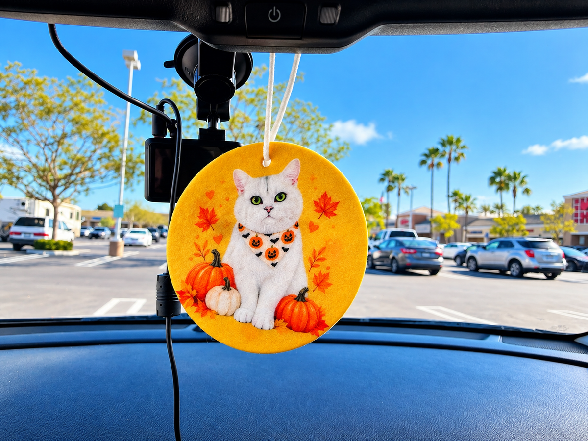 Custom Halloween Fall Cat Pet Car Air Freshener – Personalized Pet Photo