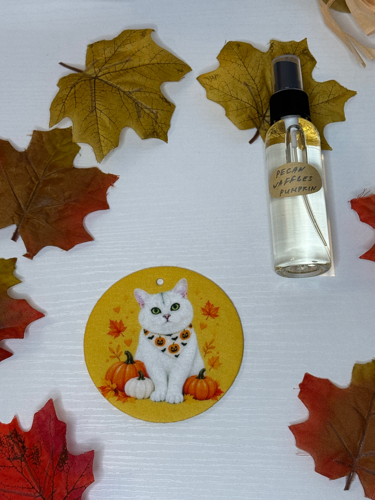 Custom Halloween Fall Cat Pet Car Air Freshener – Personalized Pet Photo