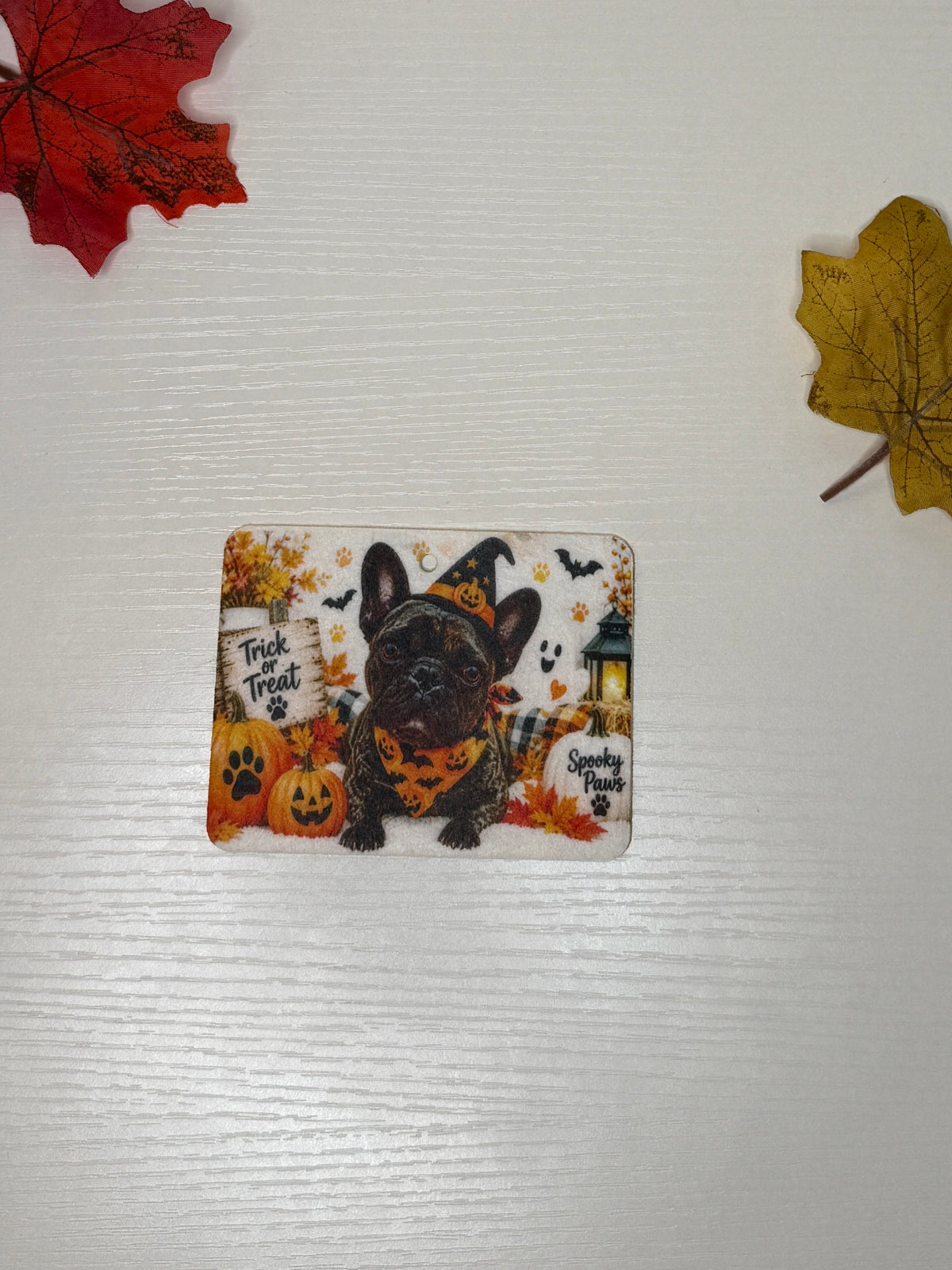 Custom Halloween French Bulldog Pet Car Air Freshener – Personalized Pet Photo