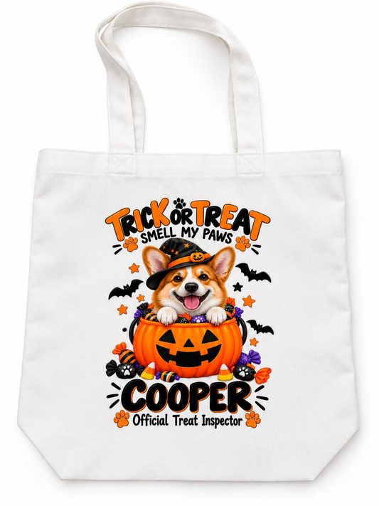 Personalized Halloween Pet Tote Bag | Custom Dog or Cat Trick or Treat Bag