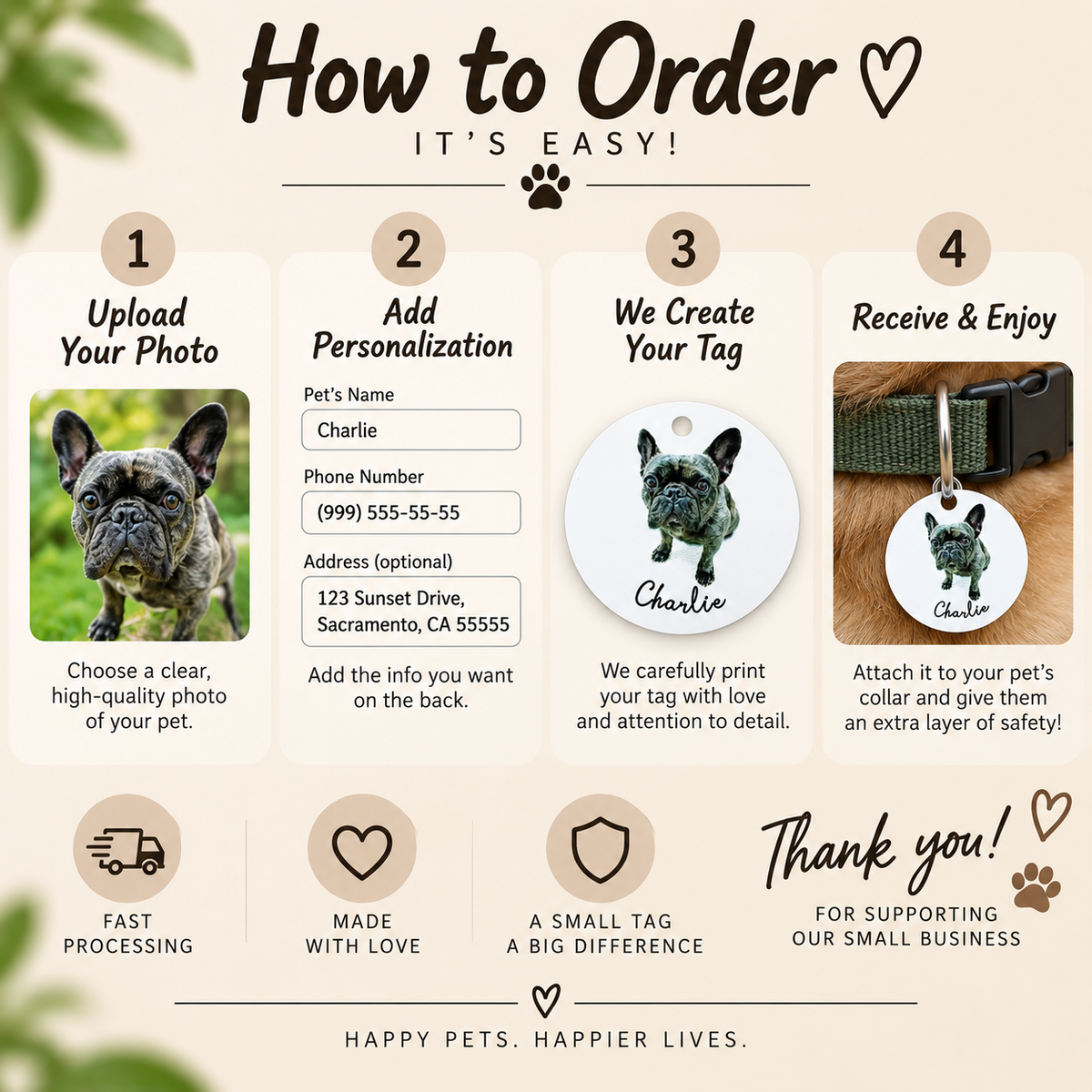 Personalized Pet ID Tag with Photo | Custom Dog & Cat Tag