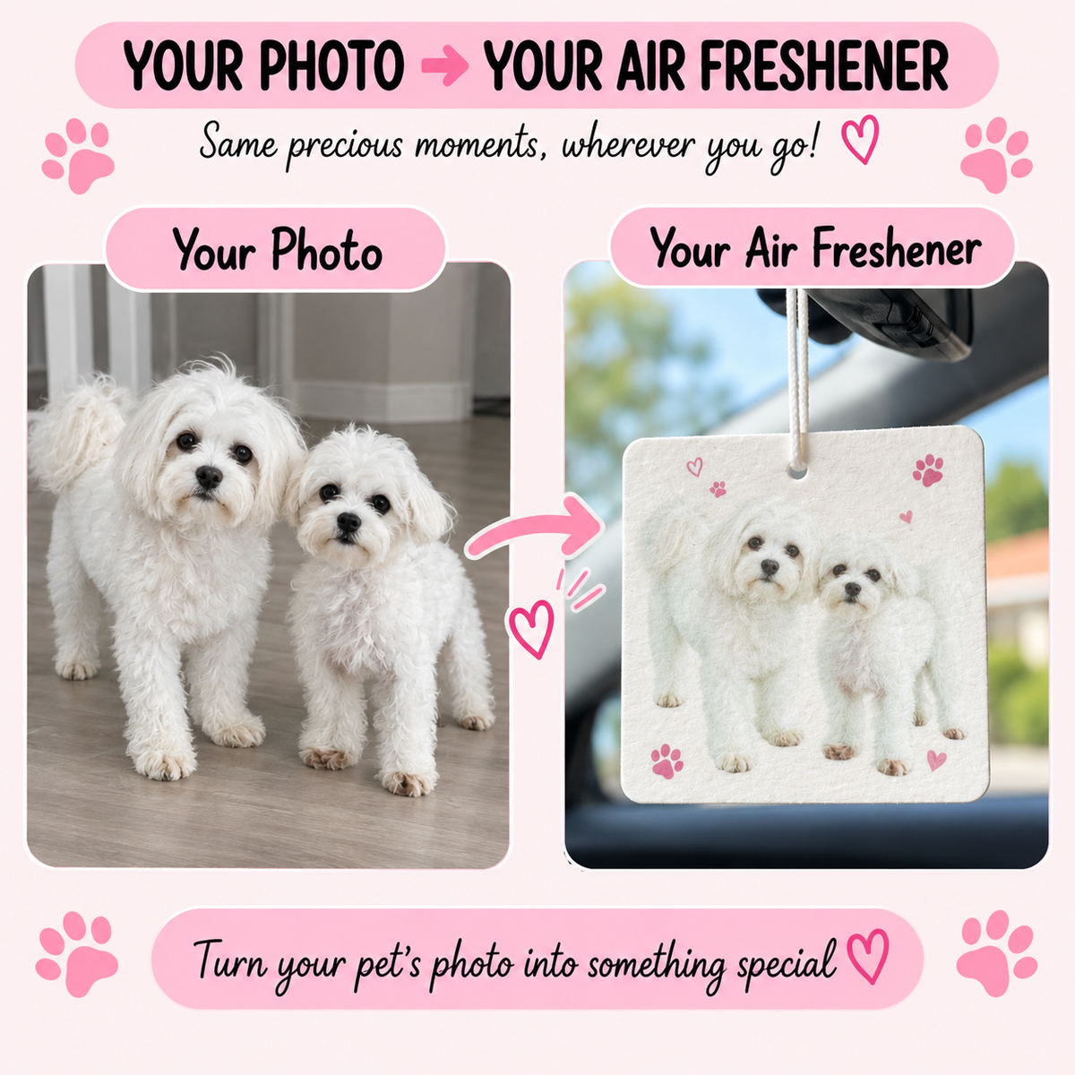 Custom Pet Photo Car Air Freshener –Square