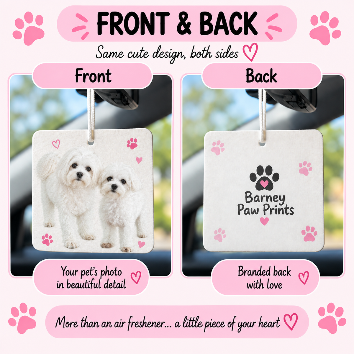 Custom Pet Photo Car Air Freshener –Square
