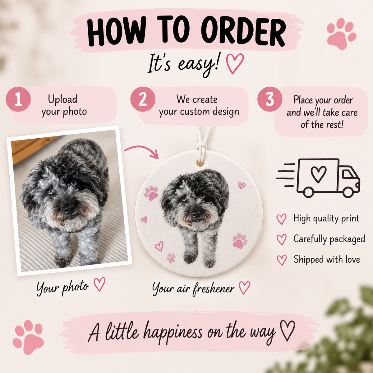 Custom Pet Photo Car Air Freshener – Round
