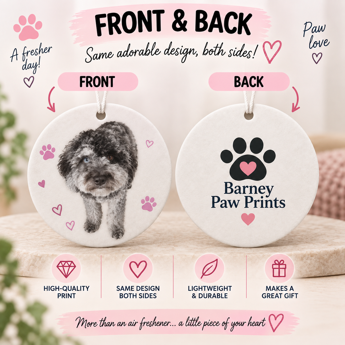 Custom Pet Photo Car Air Freshener – Round