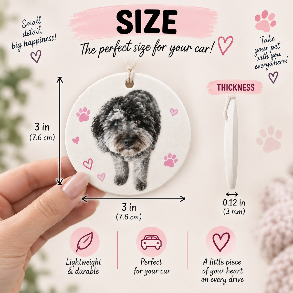 Custom Pet Photo Car Air Freshener – Round