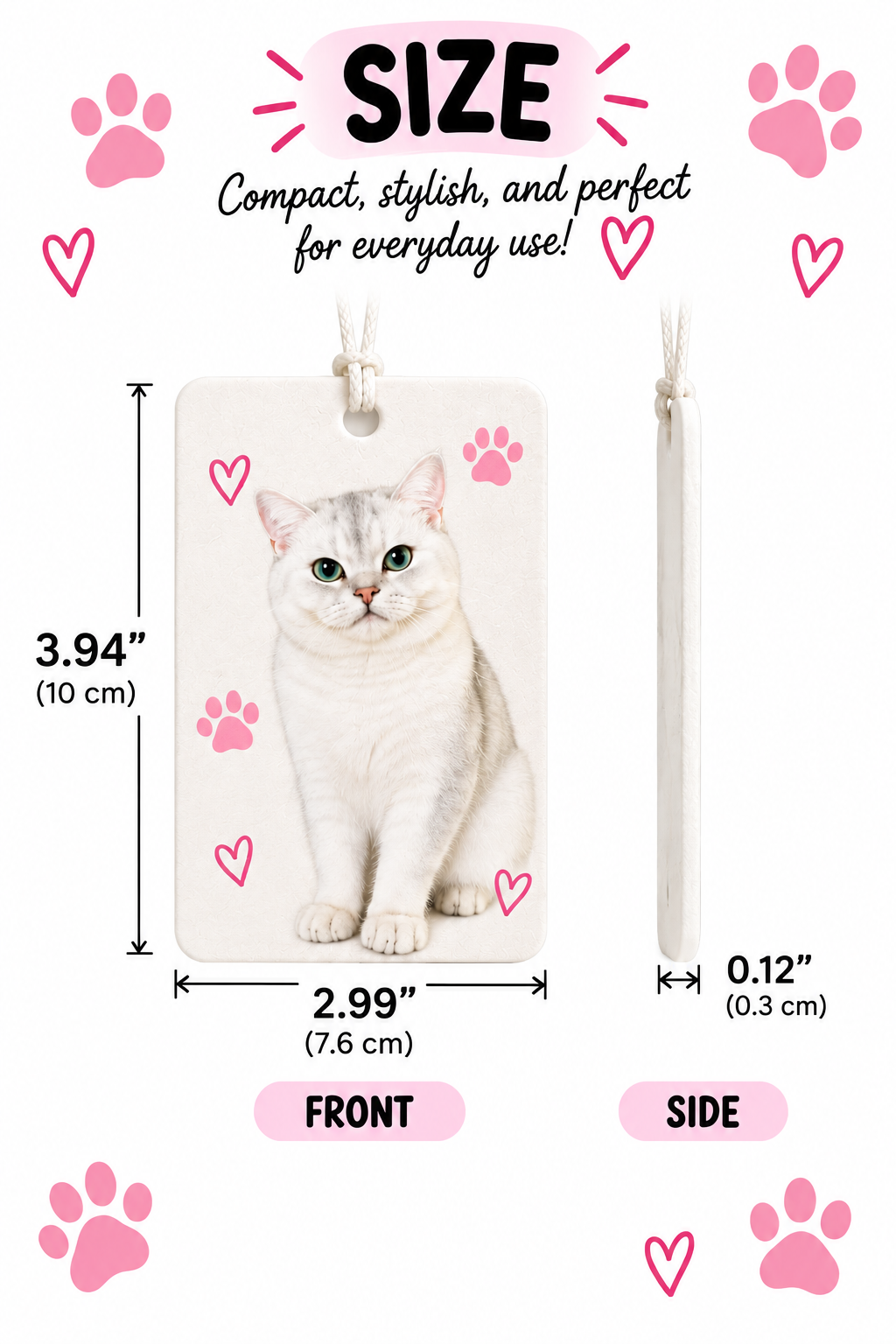 Custom Pet Photo Car Air Freshener – Vertical