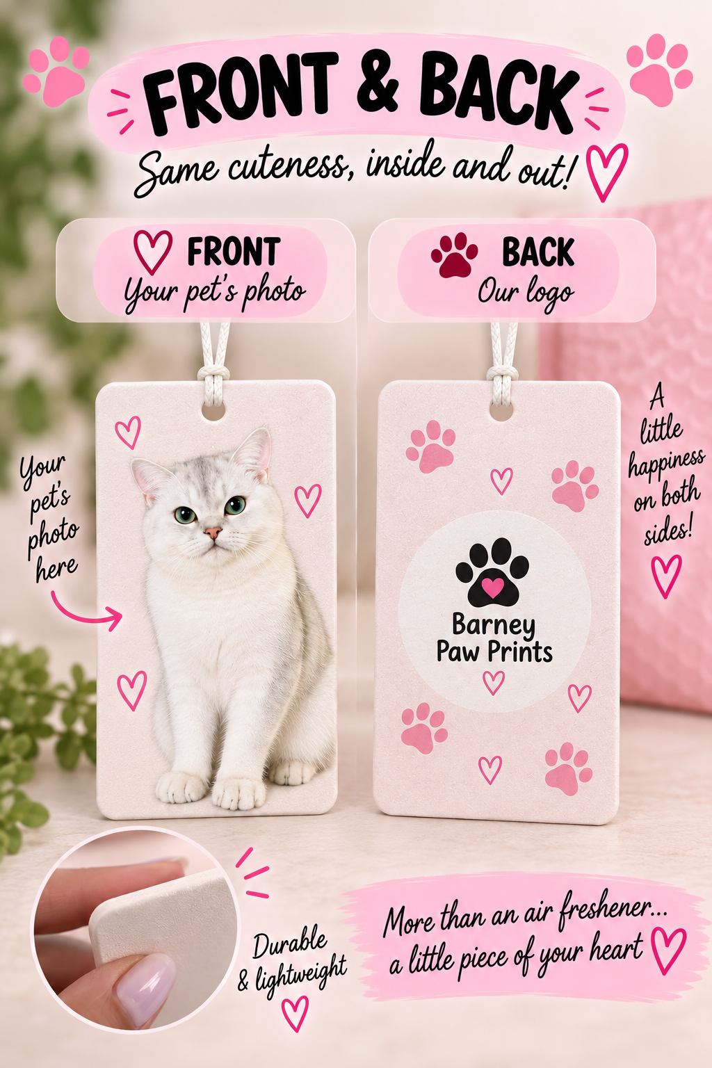 Custom Pet Photo Car Air Freshener – Vertical
