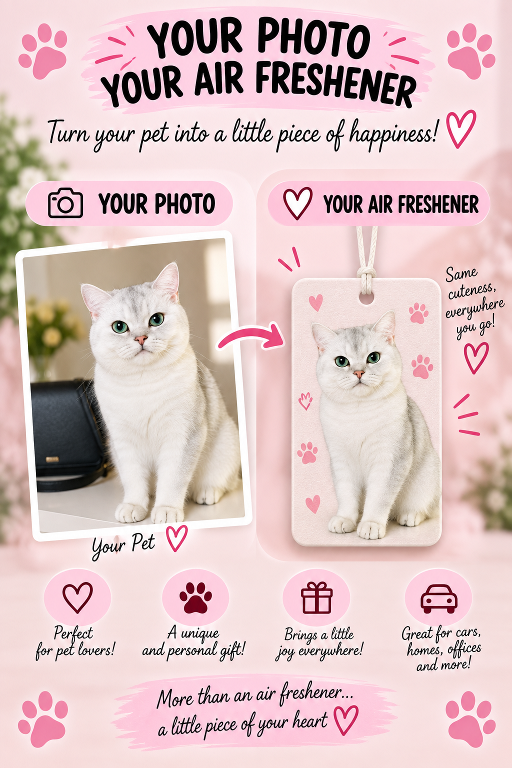 Custom Pet Photo Car Air Freshener – Vertical