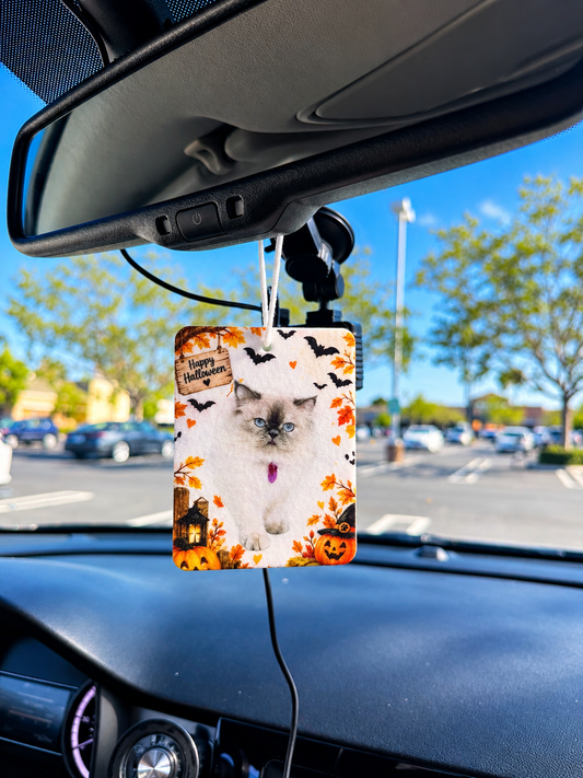 Custom Halloween Cat Pet Car Air Freshener – Personalized Pet Photo
